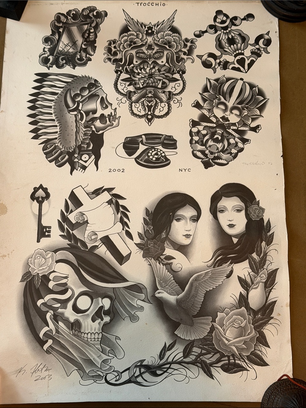 Tattoo print by Dan Trocchio and Kore Flatmo. Signed by both artists. 25”x16”